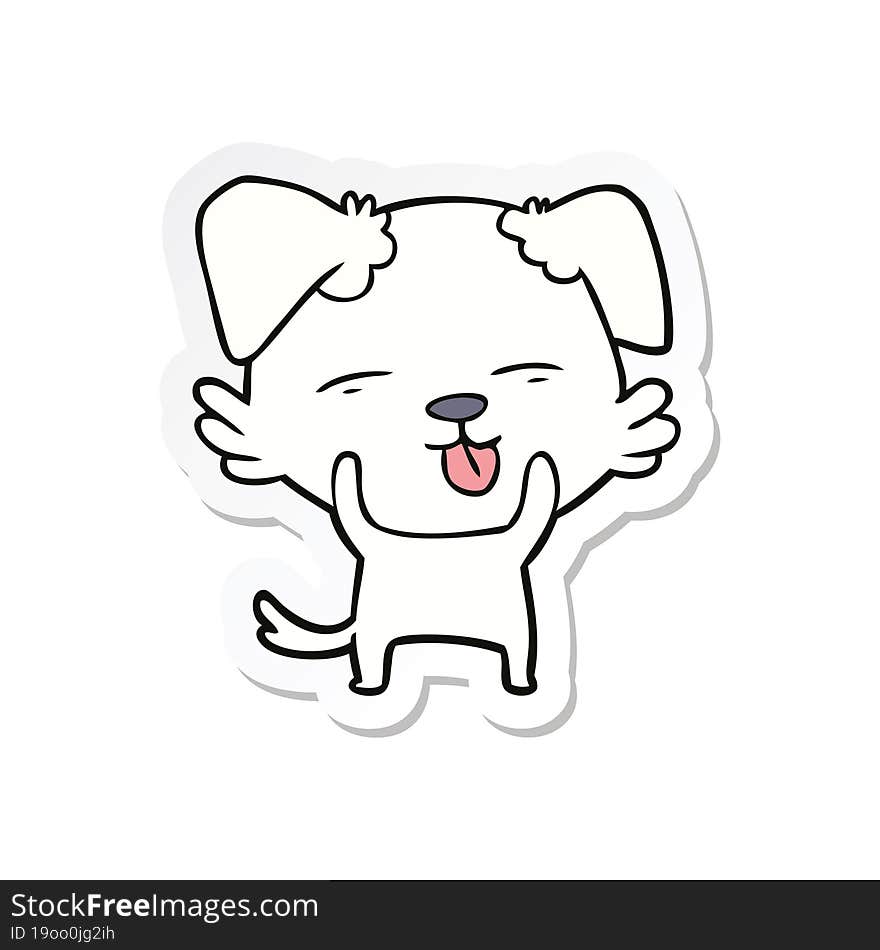 sticker of a cartoon dog sticking out tongue