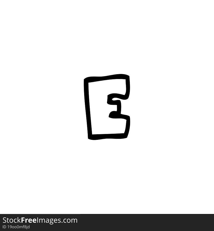 line drawing cartoon letter e