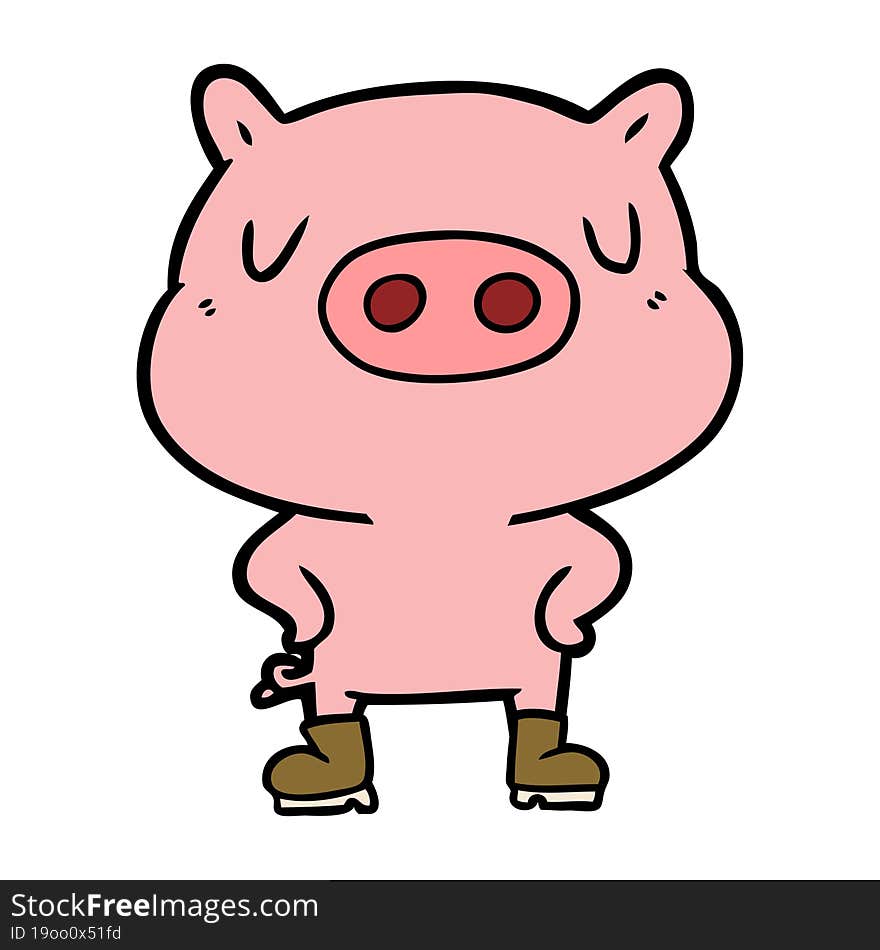 cartoon pig wearing boots. cartoon pig wearing boots