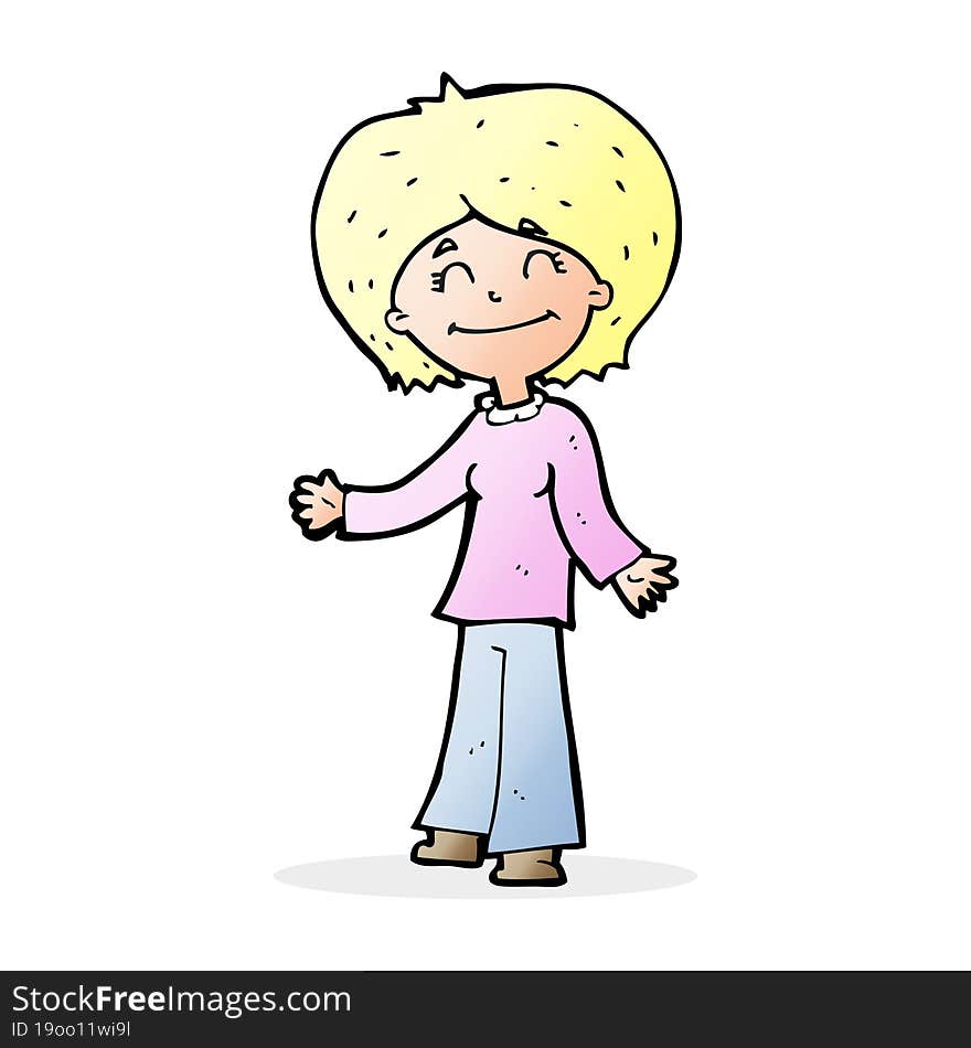 cartoon happy woman