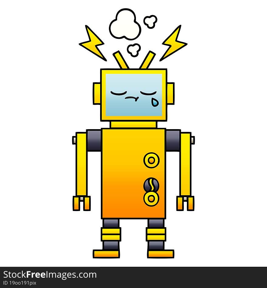 gradient shaded cartoon malfunctioning robot