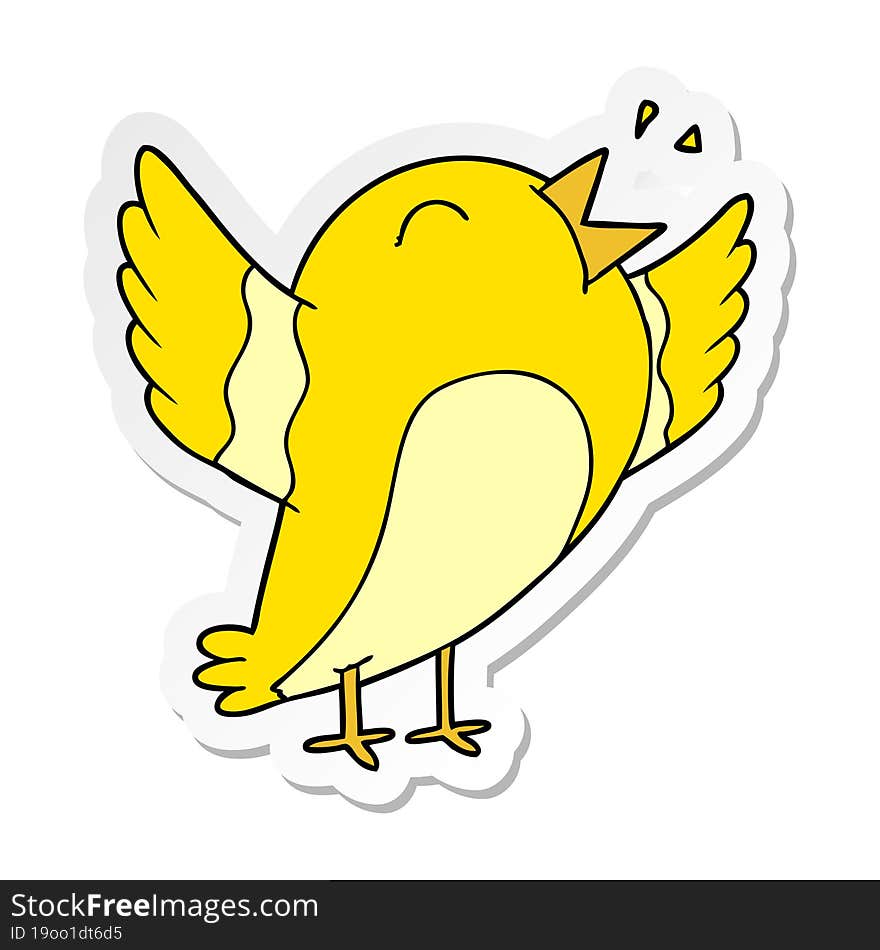 distressed sticker of a cartoon bird