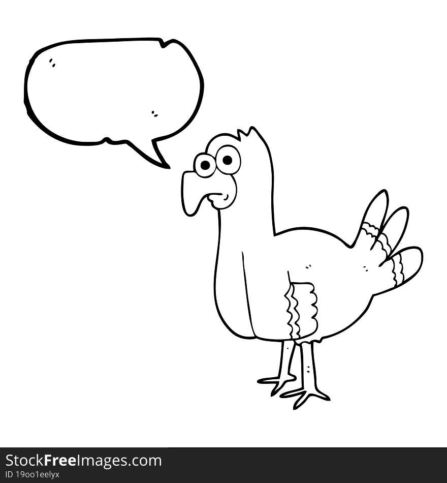 freehand drawn speech bubble cartoon bird