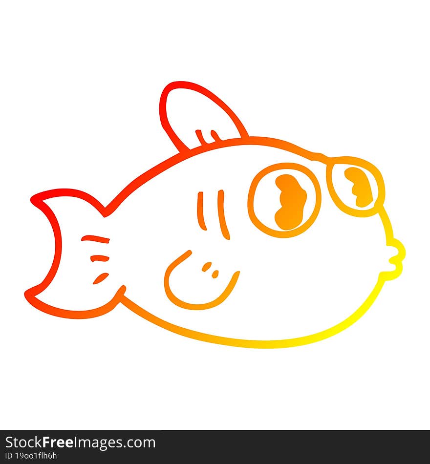 Warm Gradient Line Drawing Cartoon Fish