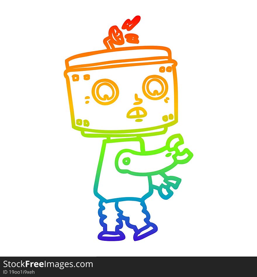 rainbow gradient line drawing cartoon robot