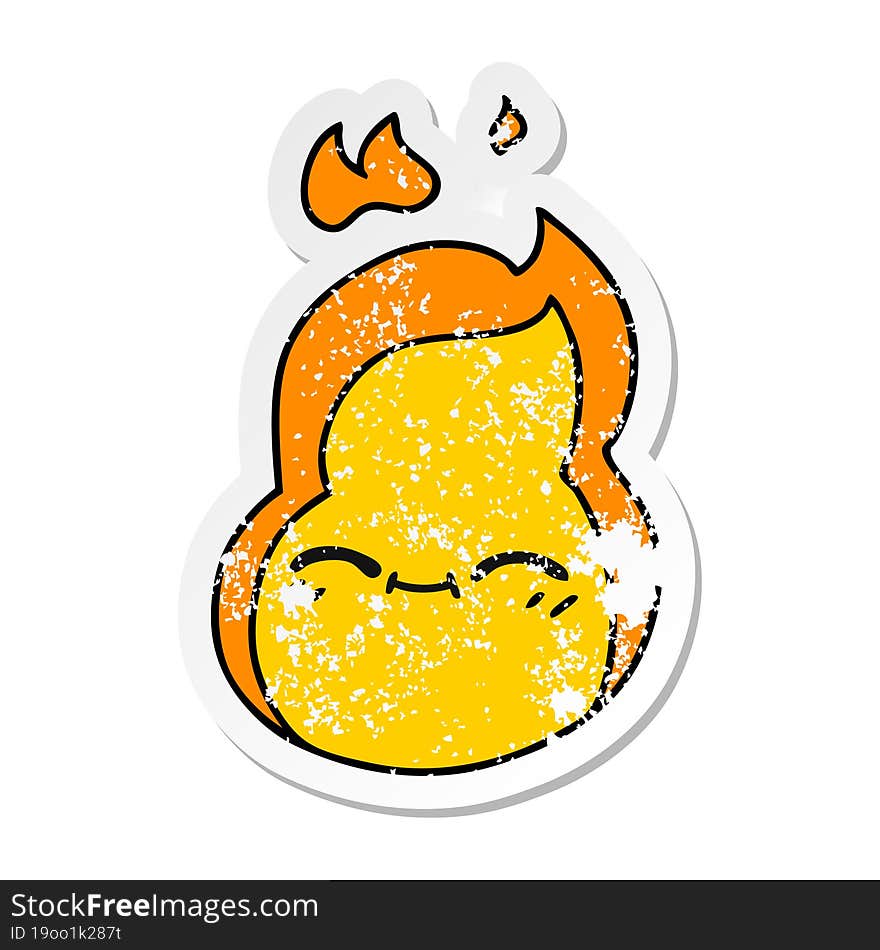 distressed sticker cartoon of cute kawaii fire flame