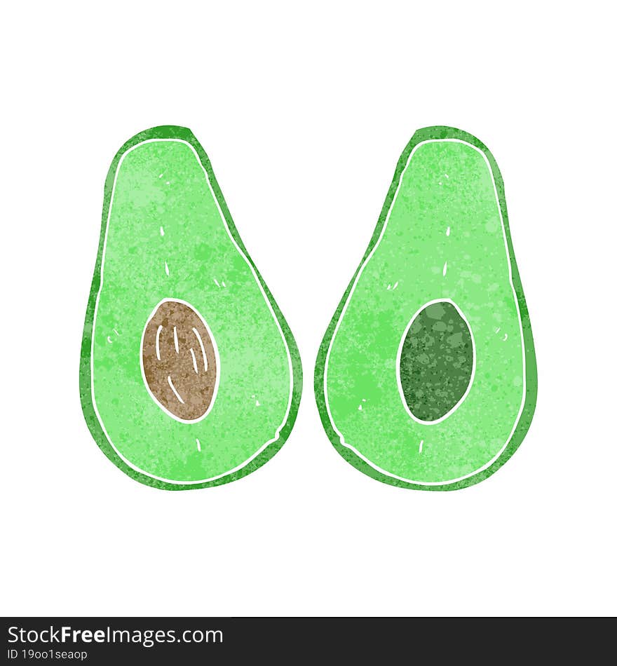 retro cartoon avocado