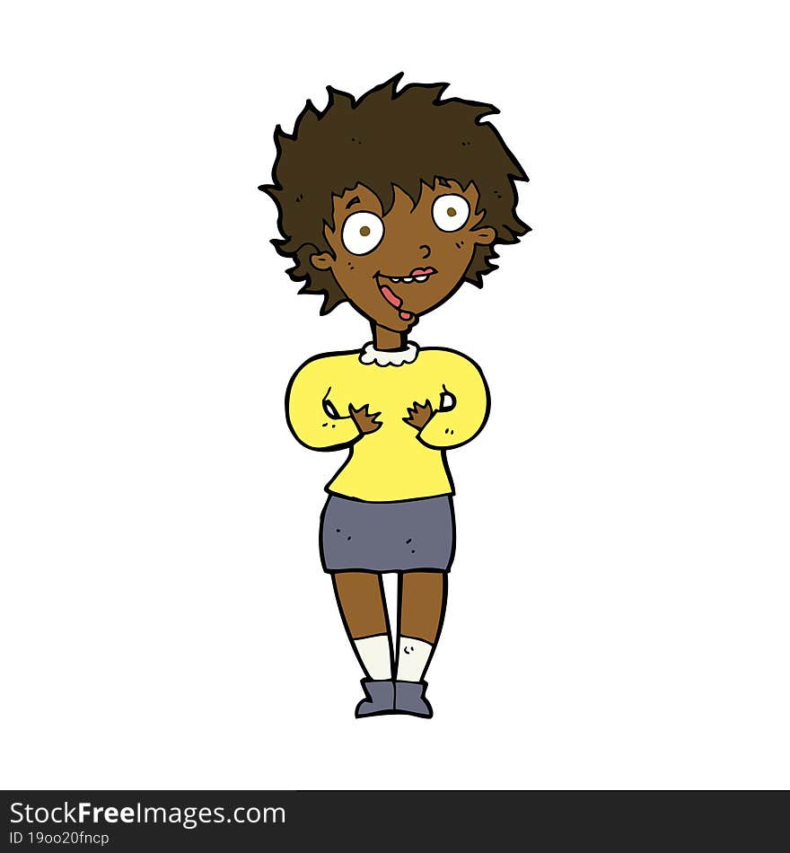 Cartoon Excited Woman