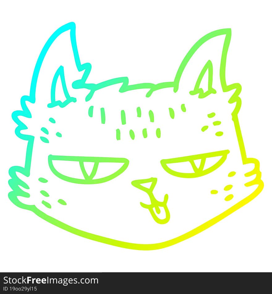 cold gradient line drawing cartoon happy cat