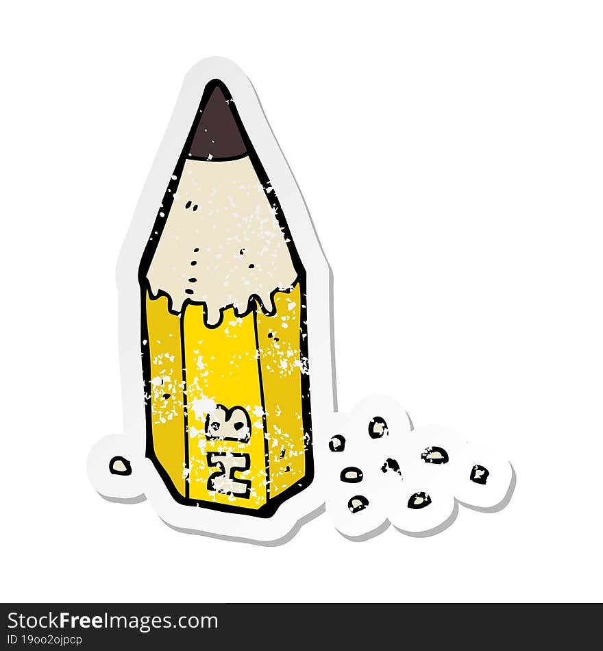 retro distressed sticker of a cartoon pencil stub