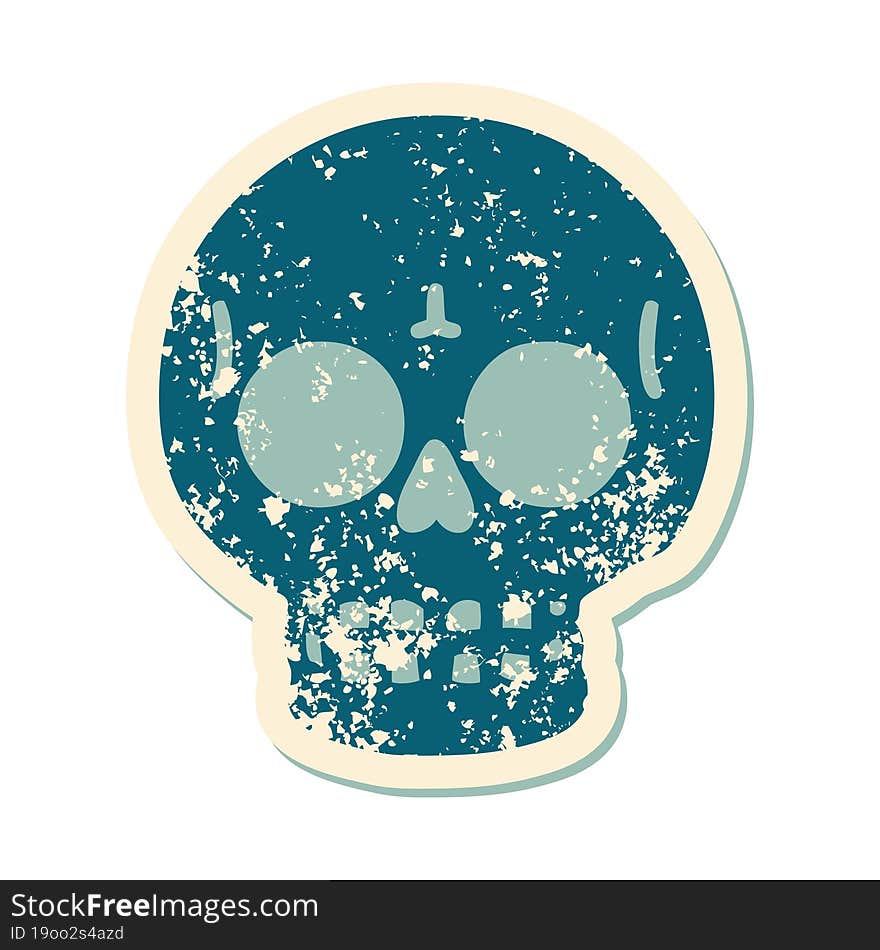 distressed sticker tattoo style icon of a skull