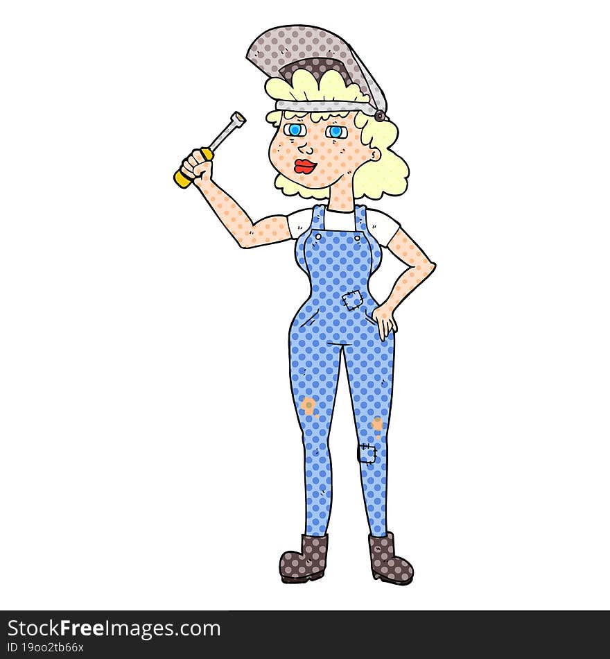 cartoon female mechanic