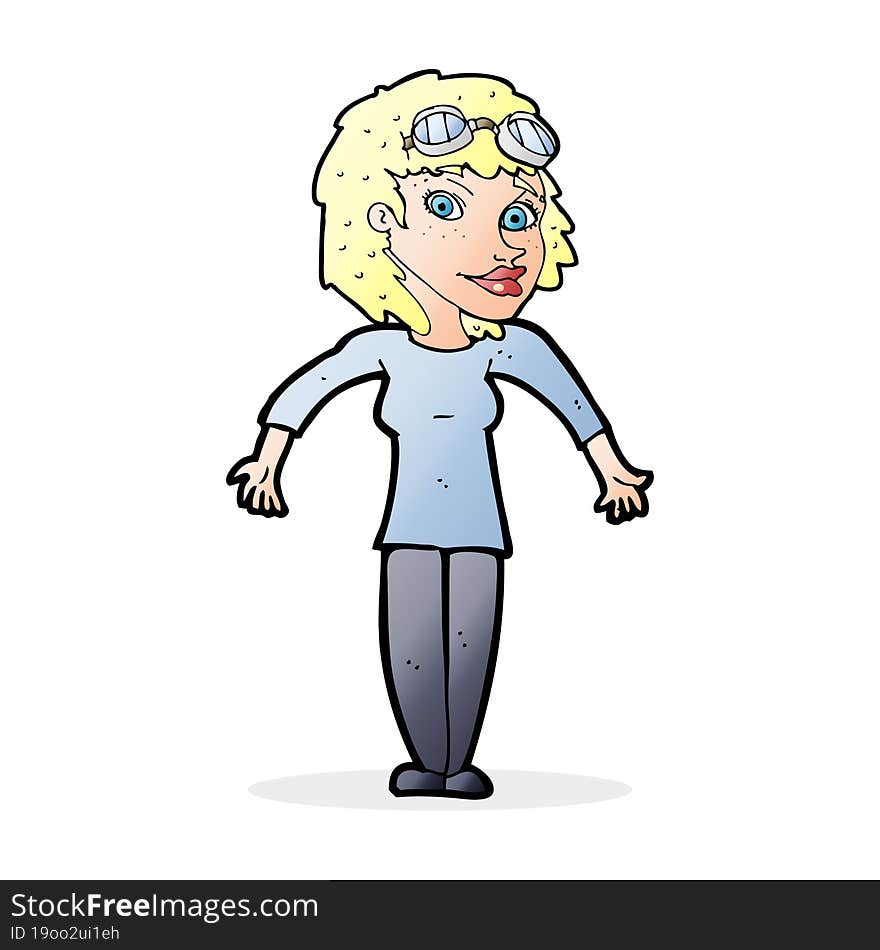 cartoon woman wearing goggles