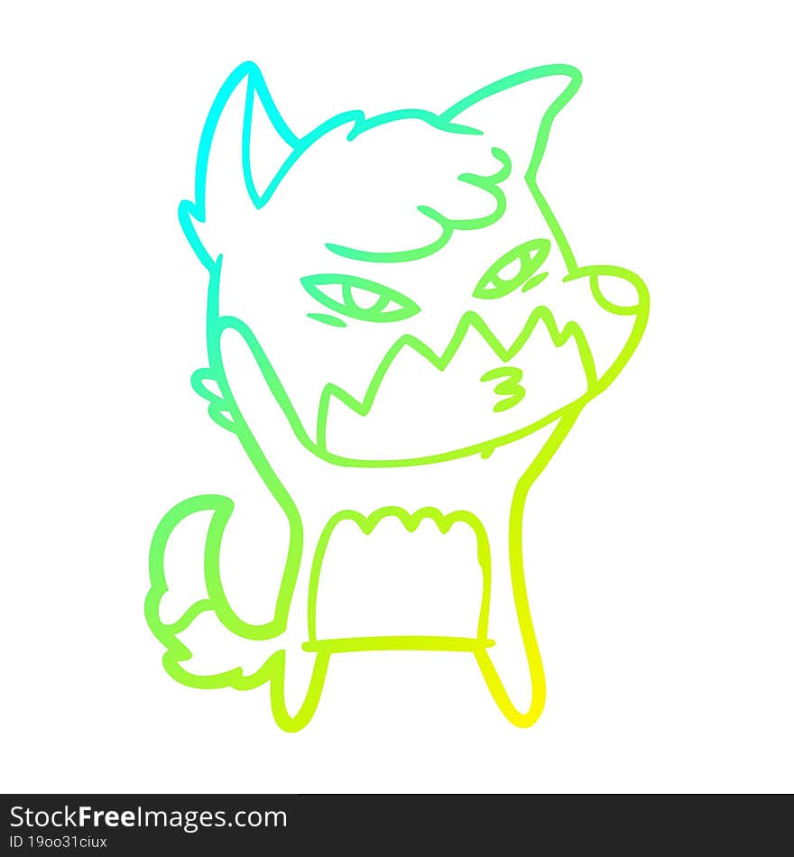 cold gradient line drawing clever cartoon fox