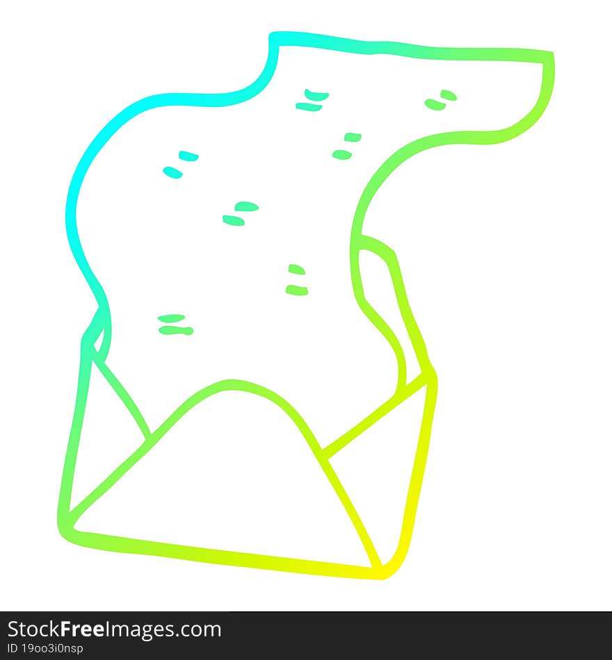 cold gradient line drawing of a cartoon long letter