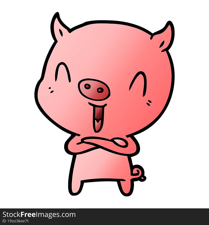 happy cartoon pig. happy cartoon pig