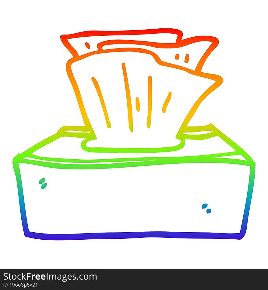 rainbow gradient line drawing cartoon box of tissues