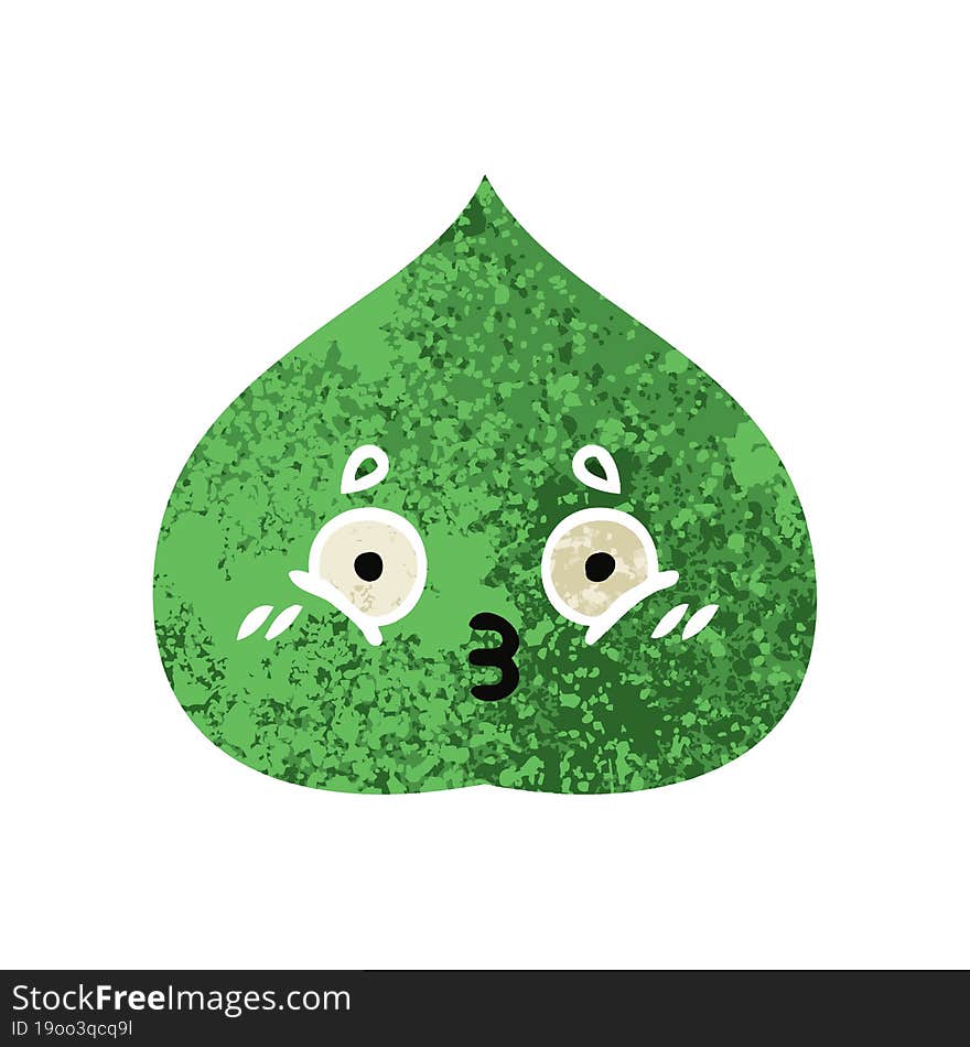 retro illustration style cartoon of a expressional leaf