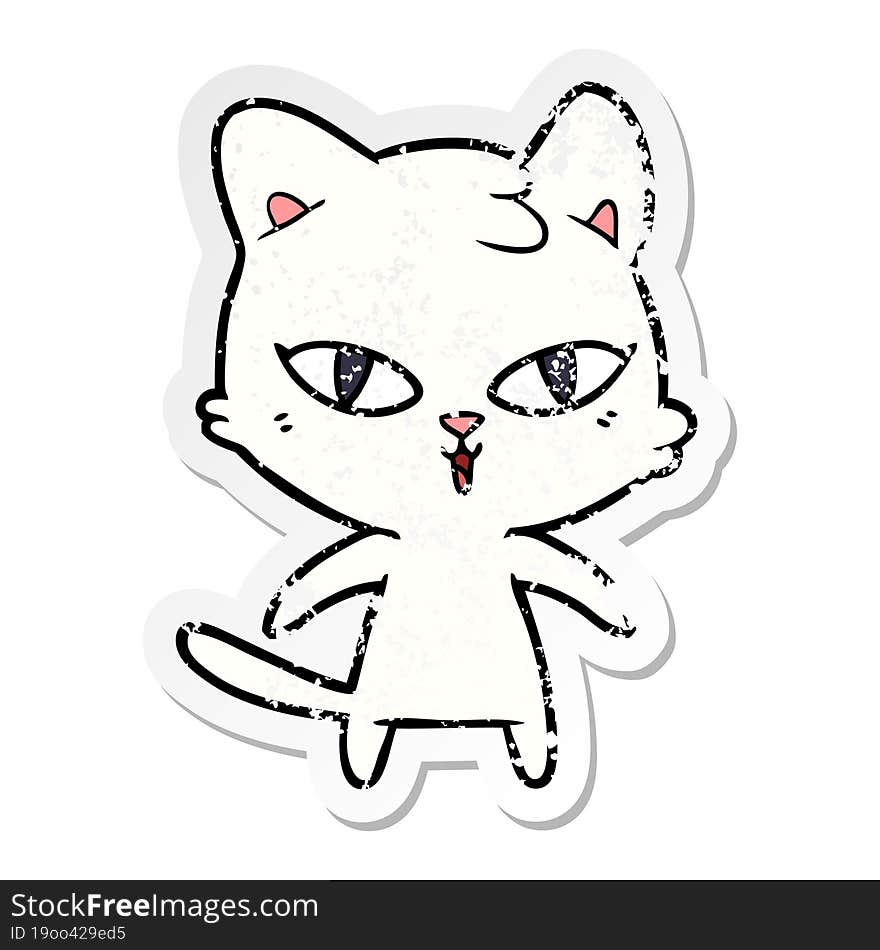 Distressed Sticker Of A Cartoon Cat