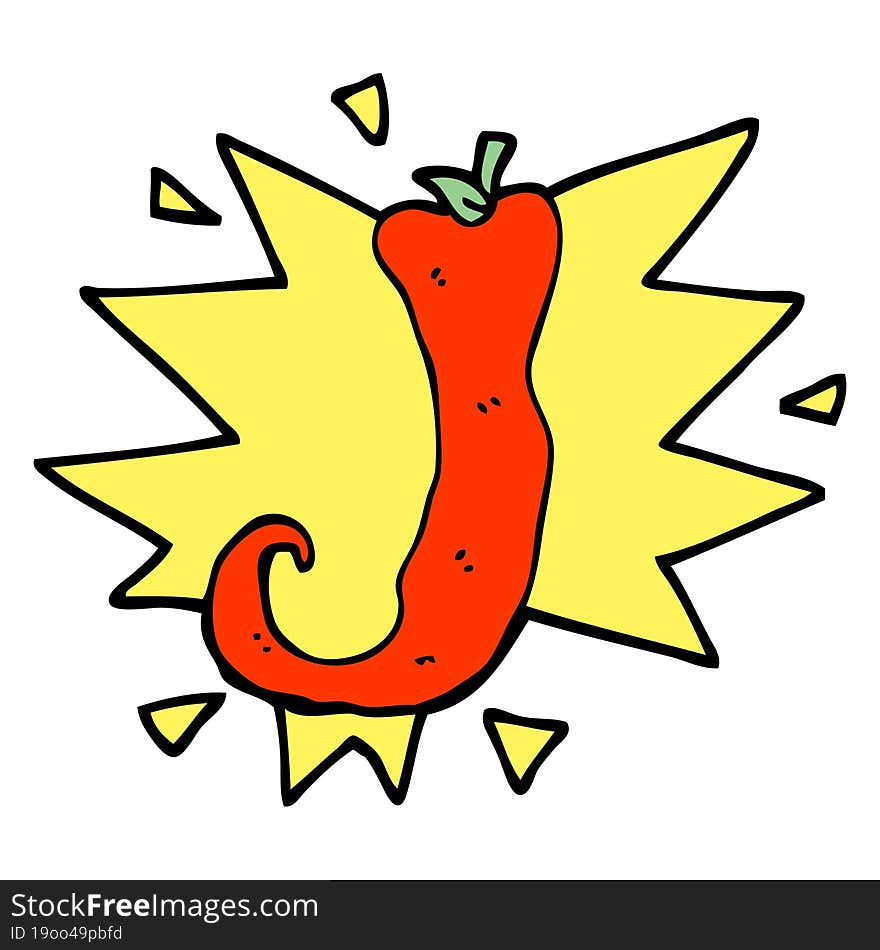 Hand Drawn Doodle Style Cartoon Red Hot Chili