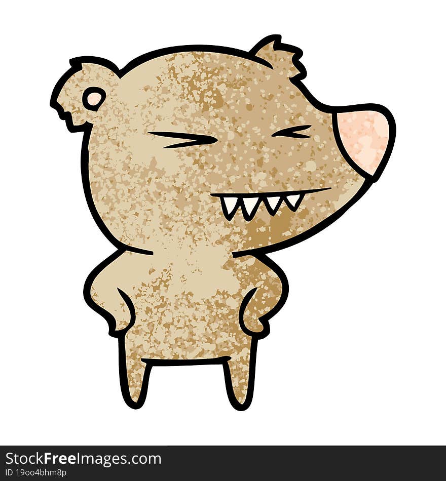 angry bear cartoon with hands on hips. angry bear cartoon with hands on hips