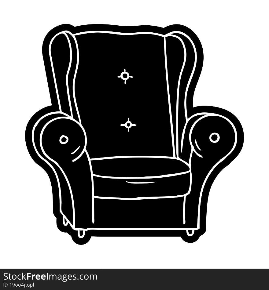 cartoon icon drawing of an old armchair