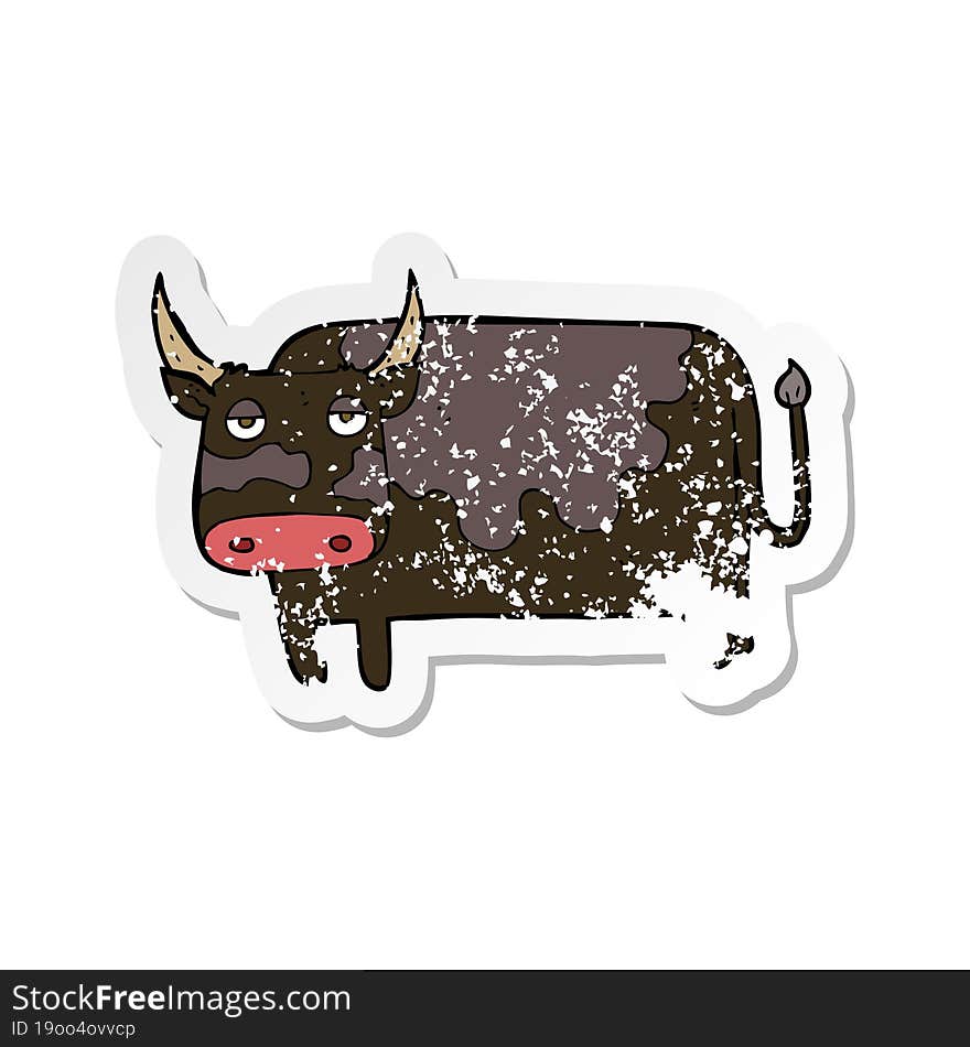 retro distressed sticker of a cartoon cow