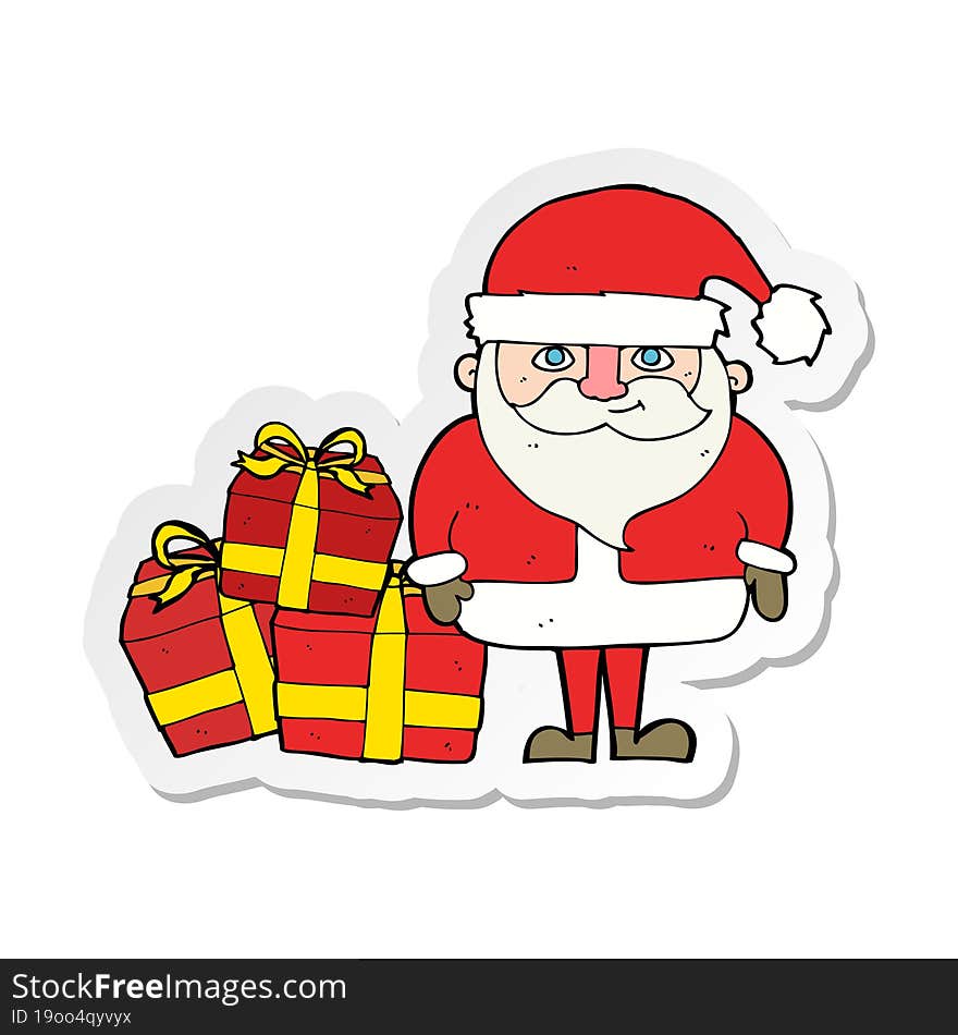 Sticker Of A Cartoon Santa Claus