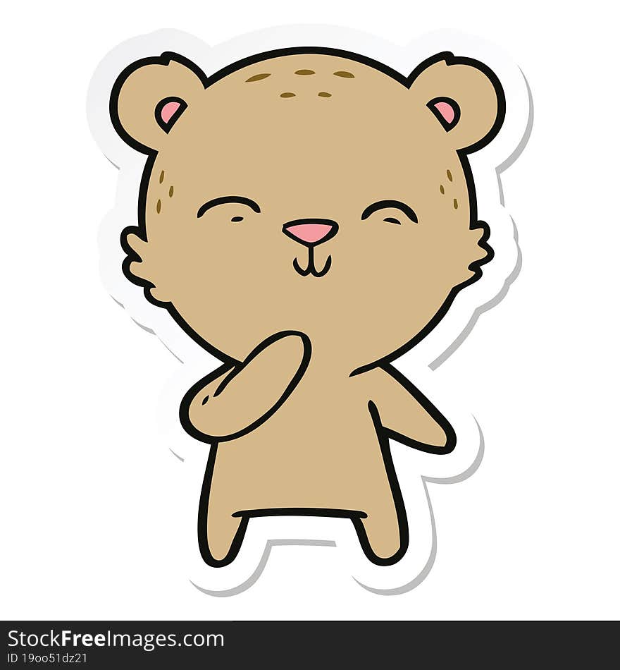 Sticker Of A Happy Cartoon Bear