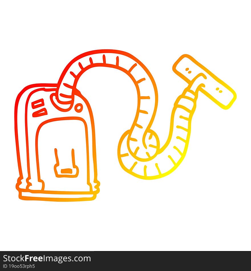 Warm Gradient Line Drawing Cartoon Vacuum Cleaner