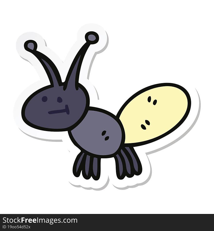 Sticker Of A Quirky Hand Drawn Cartoon Light Bug