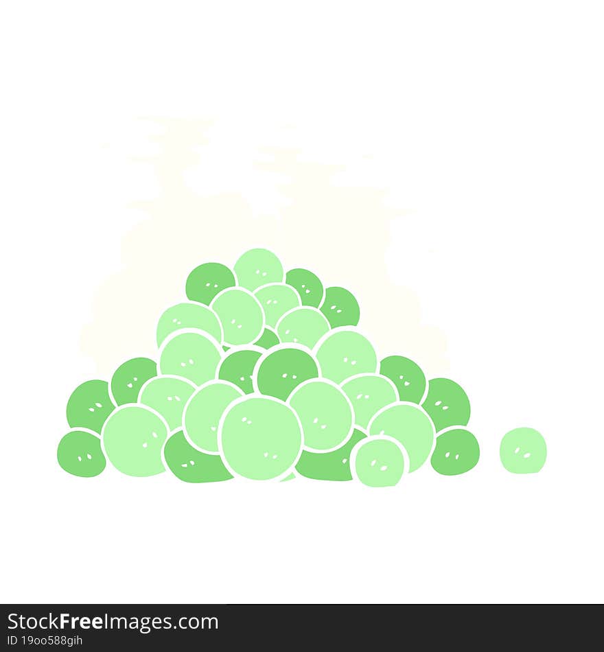 Flat Color Illustration Of A Cartoon Peas