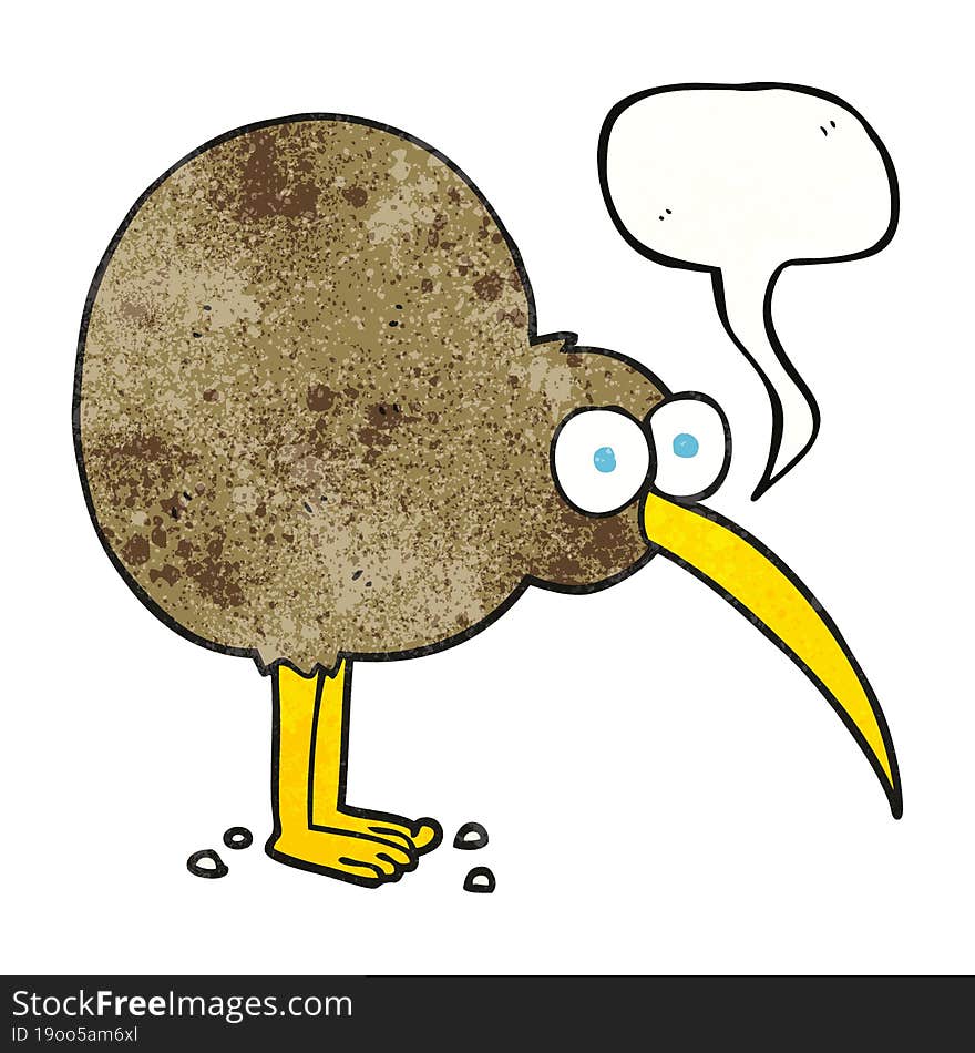 Speech Bubble Textured Cartoon Kiwi