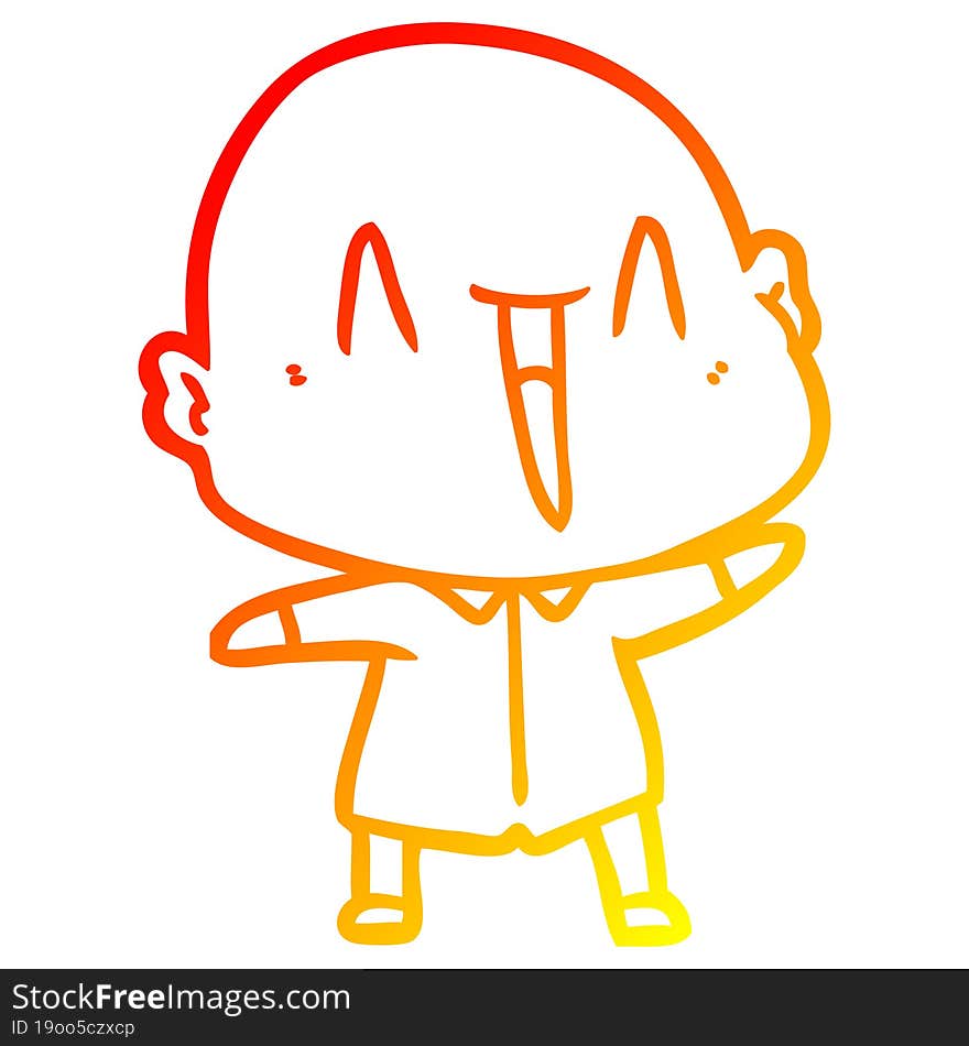 warm gradient line drawing happy cartoon bald man