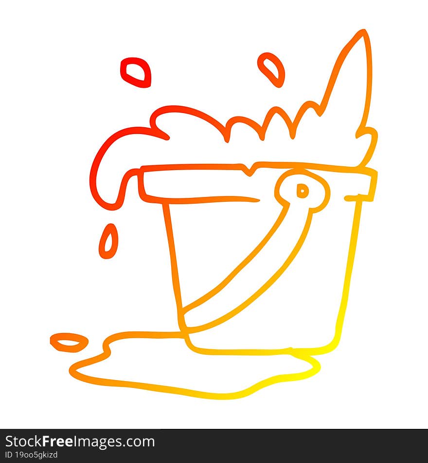 warm gradient line drawing cartoon bucket of water