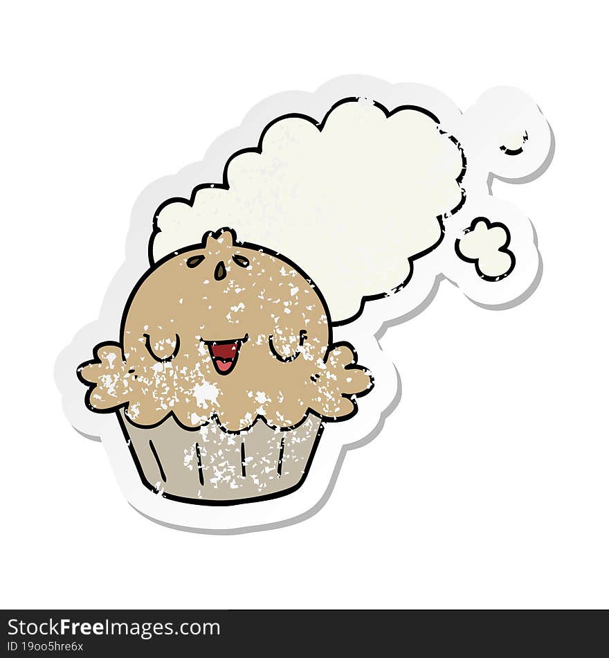 Distressed Sticker Of A Cute Cartoon Pie