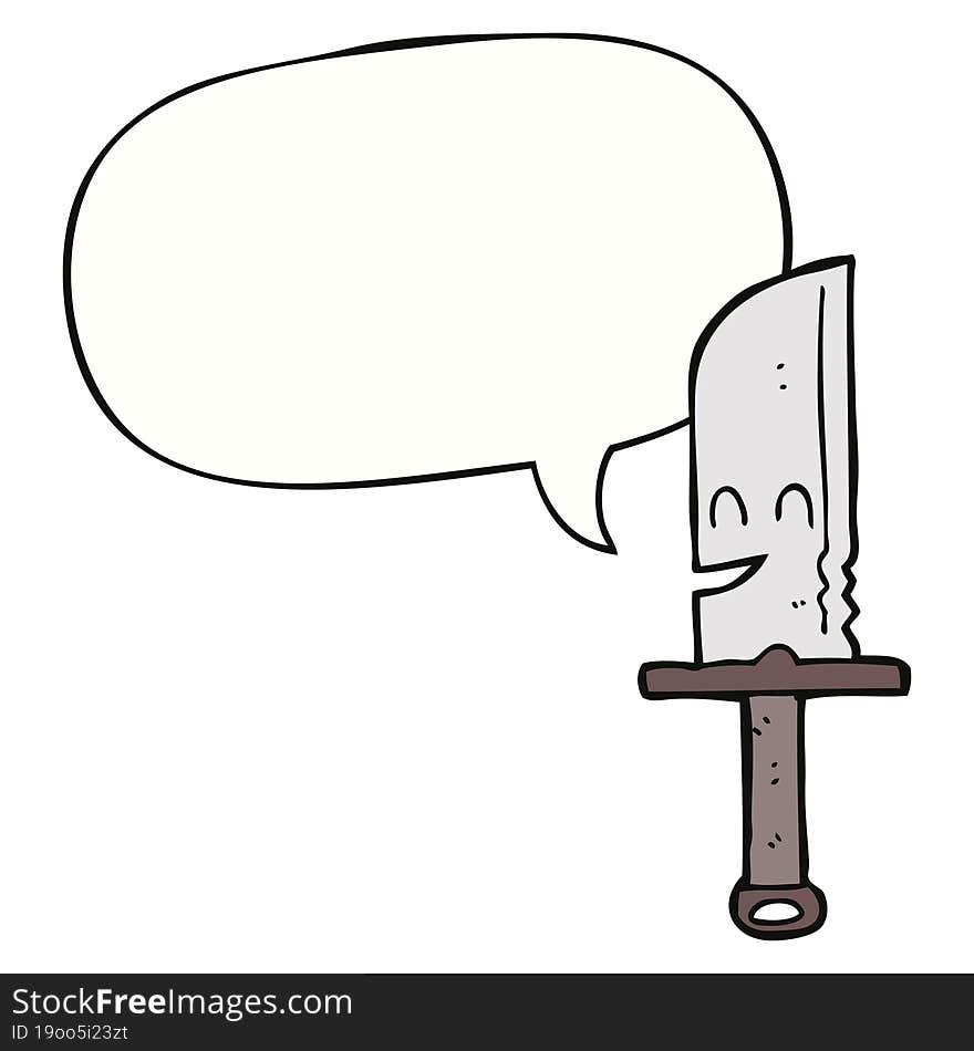 cartoon knife and speech bubble