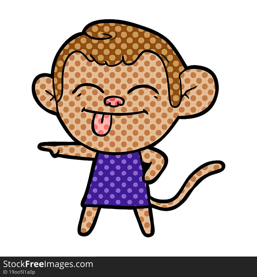 funny cartoon monkey pointing. funny cartoon monkey pointing