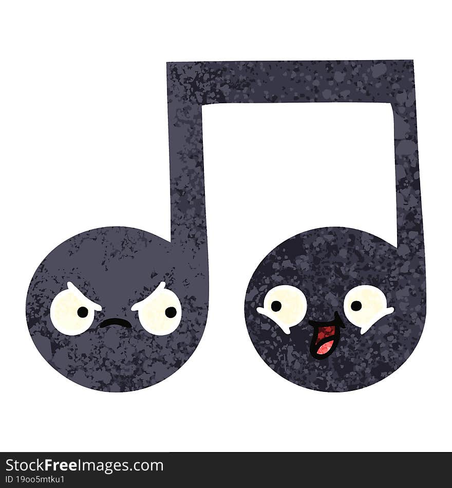 retro illustration style cartoon musical note