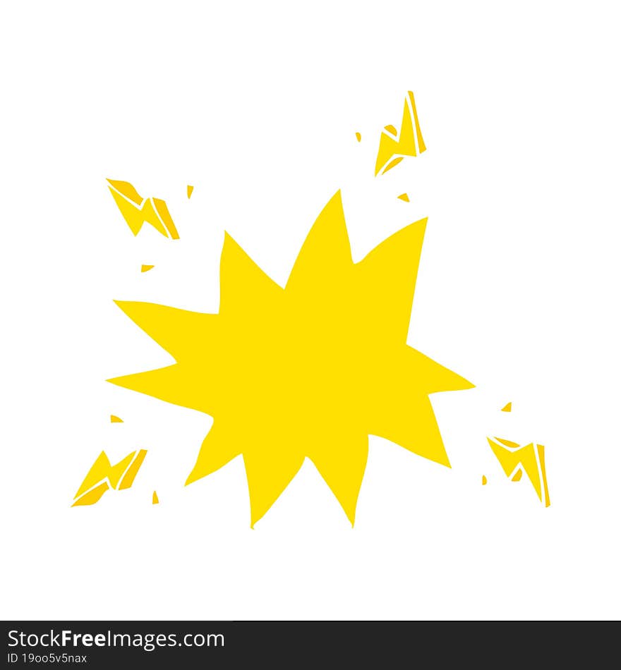 flat color illustration of a cartoon electrical sparks