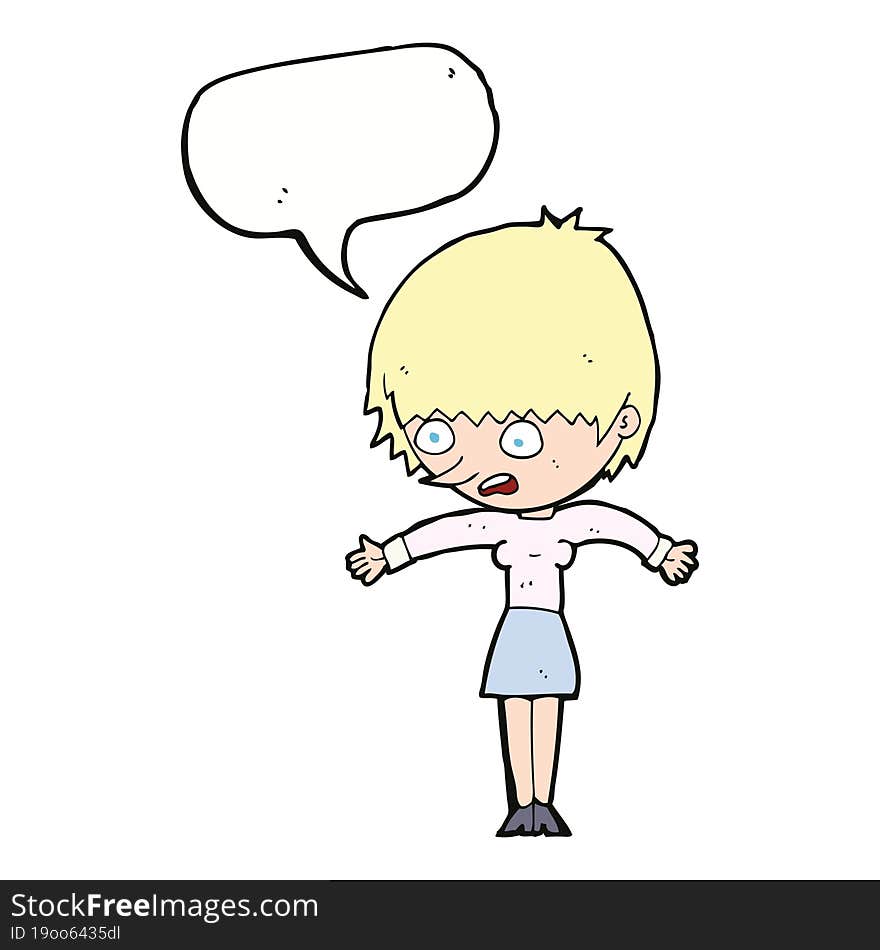 Cartoon Woman Panicking With Speech Bubble