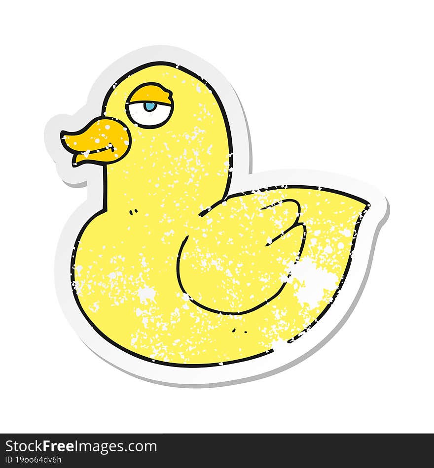 retro distressed sticker of a cartoon duck