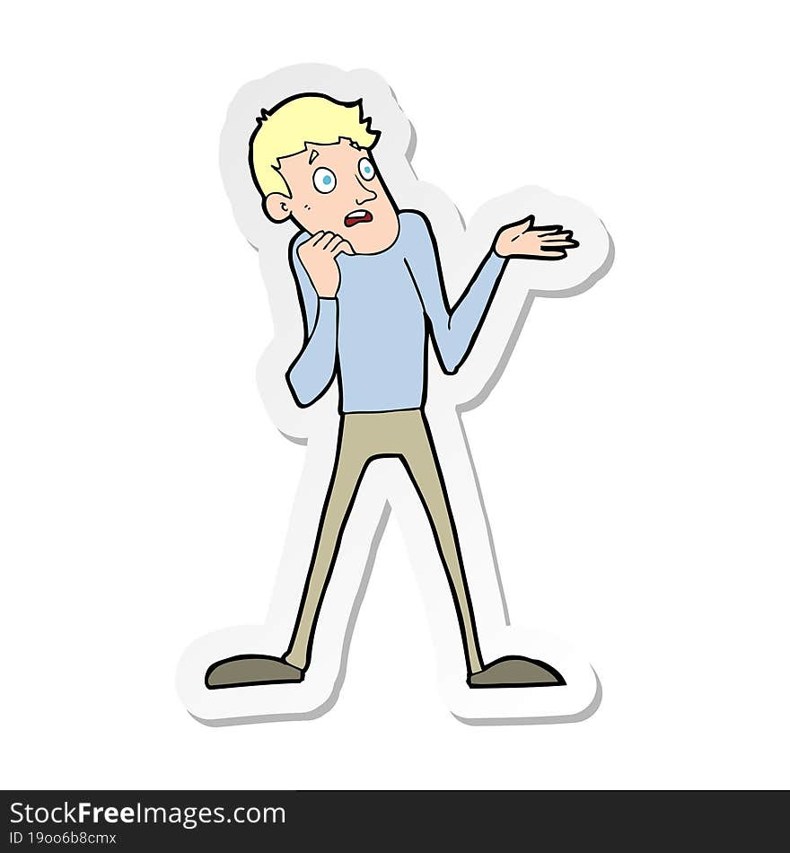 Sticker Of A Cartoon Nervous Man