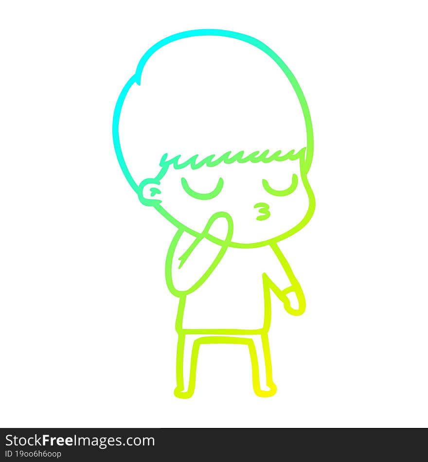 cold gradient line drawing cartoon calm boy