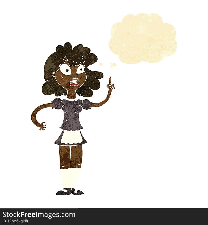 Cartoon Worried Maid With Thought Bubble