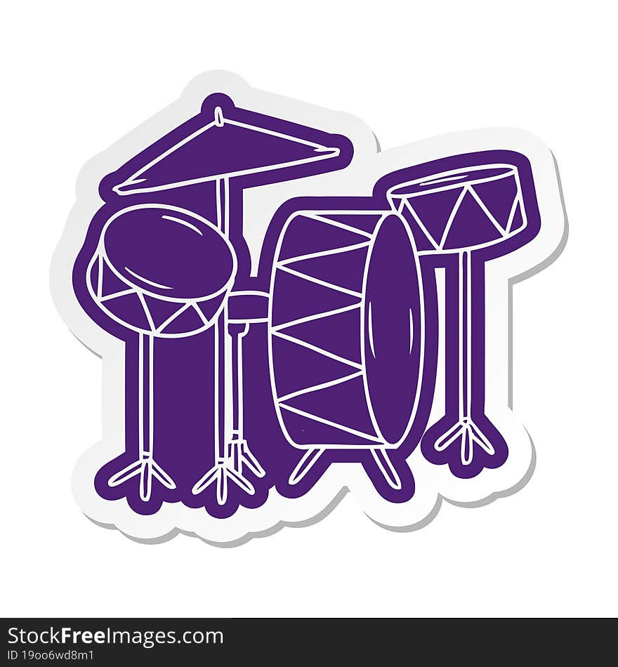 Cartoon Sticker Of A Drum Kit