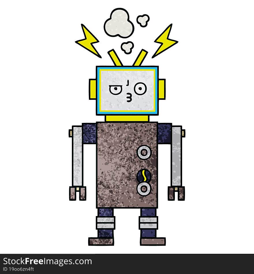 Retro Grunge Texture Cartoon Robot