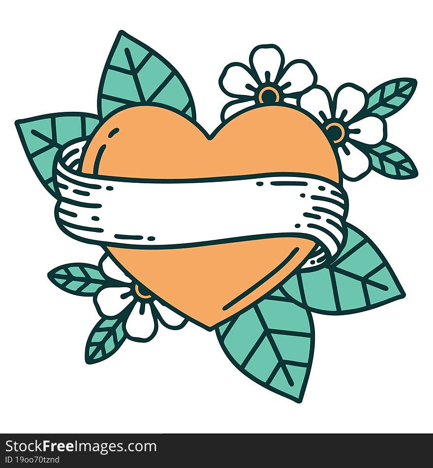 Tattoo Style Icon Of A Heart And Banner