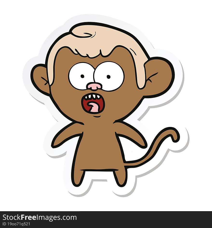 sticker of a cartoon shocked monkey