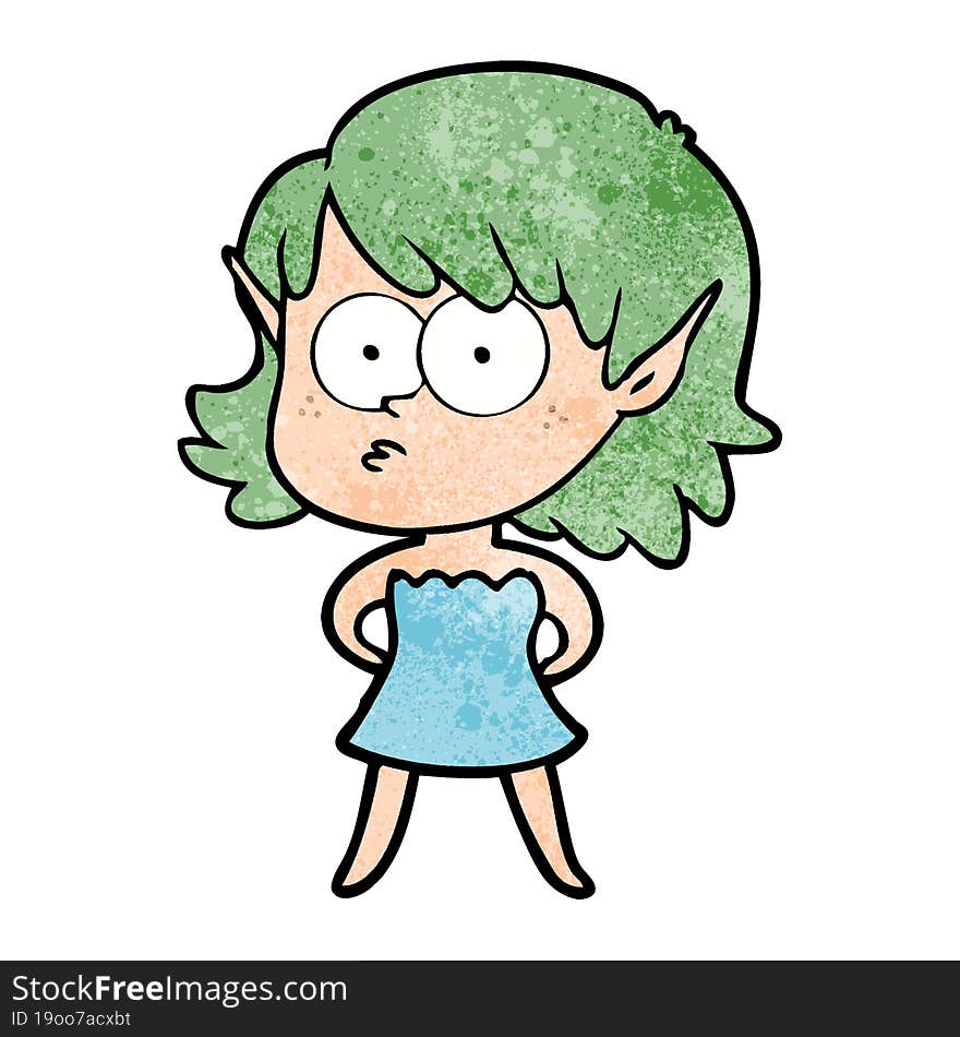 cartoon elf girl in dress. cartoon elf girl in dress